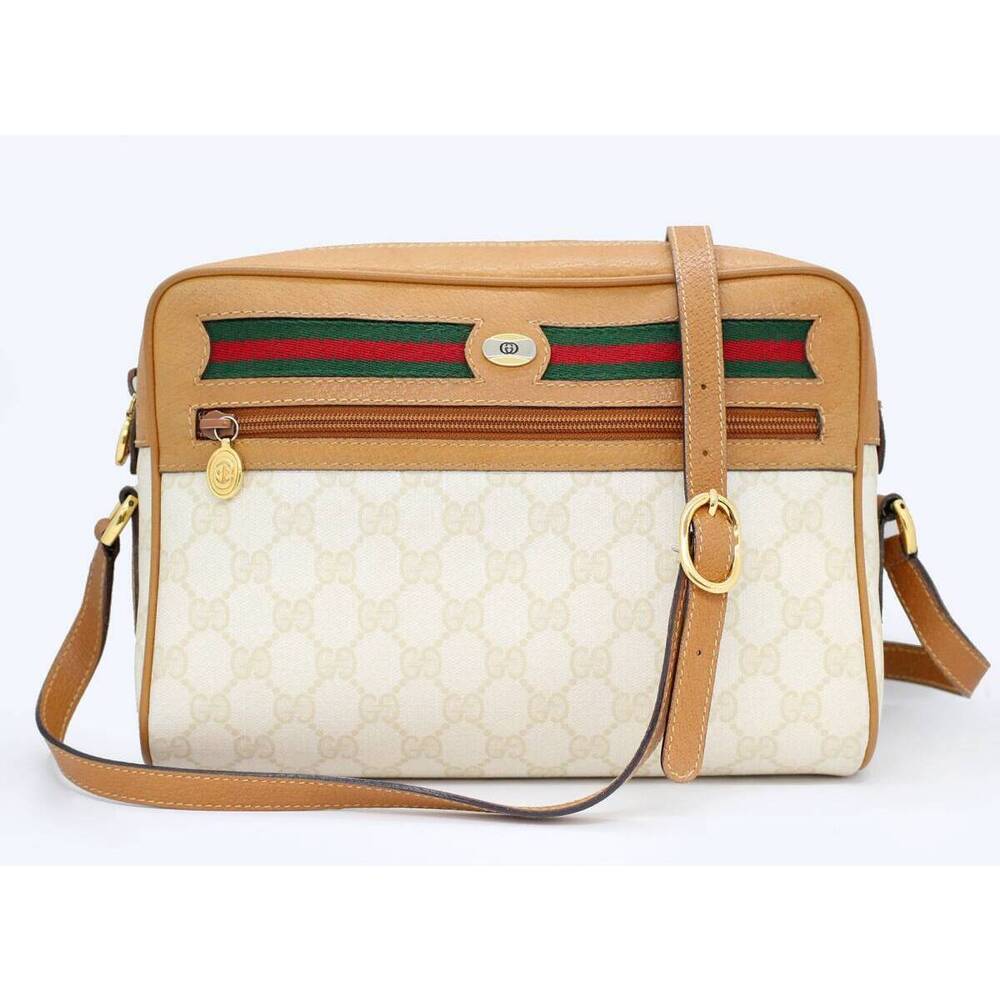 Gucci GG Supreme Web Sherry Line shoulder bag Beige White